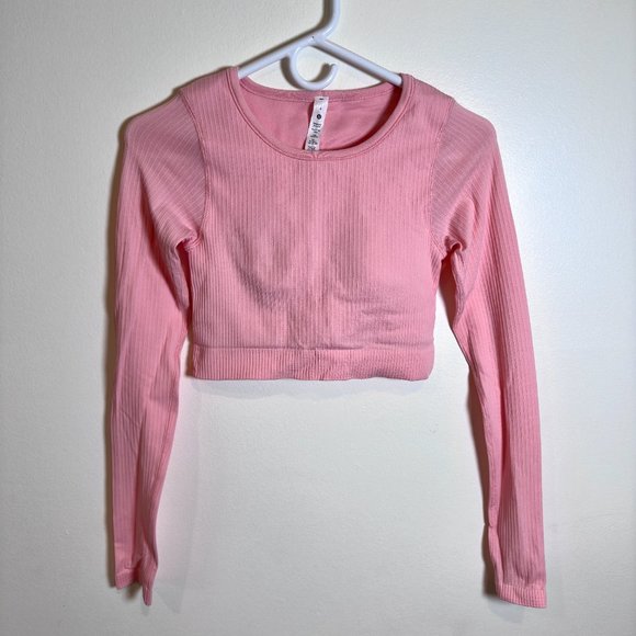 Lululemon Ebb to Street Long Sleeve Shirt Dew Pink Size 4 - Picture 2 of 4